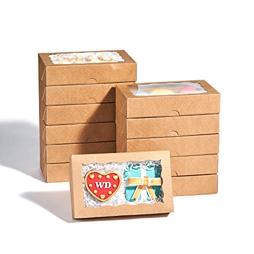 RomanticBaking 50 Pack Auto-Popup Cookies Boxes 7" x 4 3/8" x 1 1/2"Pastry Boxes Macaron Boxes Hot Chocolate Bombs Boxes Donut Boxes Brownies,Cakesicle Boxes - color: Brown