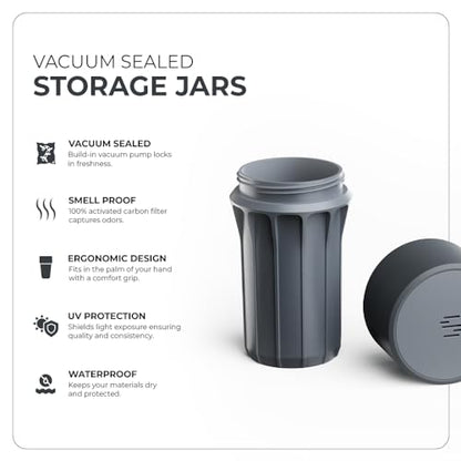 Staze Air Tight Smell Proof Container (148ml) – Vacuum Seal Jar with UV Protection, Waterproof Food Storage Canister, Portable Small Smell Proof Jar for Coffee, Herb, Spice & Gummies - Slate - color: SLATE