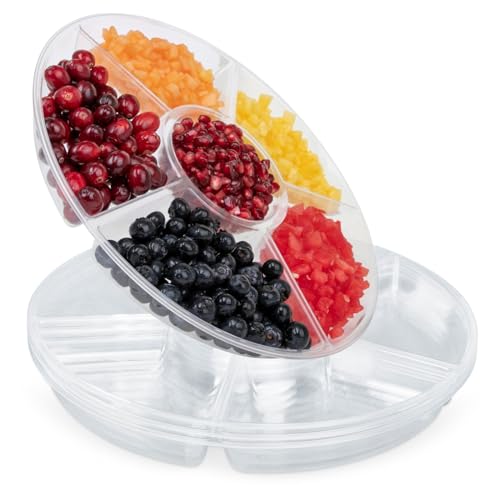 R-kay 4 Pack, 6 Sectional Clear Plastic Serving Trays For Party - Heavy Duty Party Trays For Serving Food - 12 Inch Trays And Platters - Veggie Tray Platter/Divided Serving Tray - color: Clear