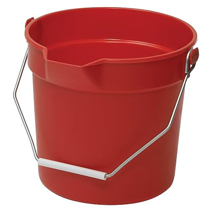 Winco 10 qt Red Heavy-Duty Plastic Bucket/Utility Pail with Pour Spout | Dishwasher safe, BPA-free, Heavy-duty, Drip-free pour spout, Capacity markings