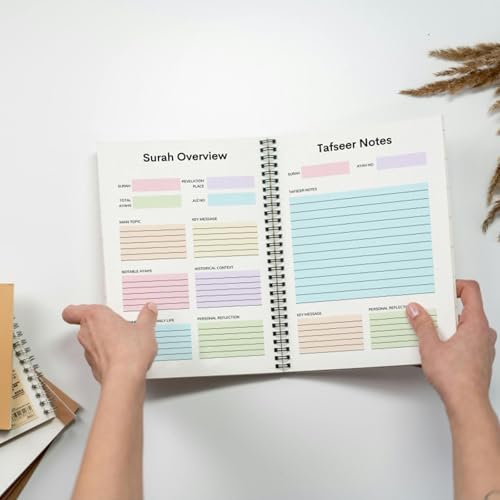 Quran Study Notebook Planner Twin Coil Binding Study Planner Quran Reading Tracking Journal for Scheduling Planning Paper Quran Journal