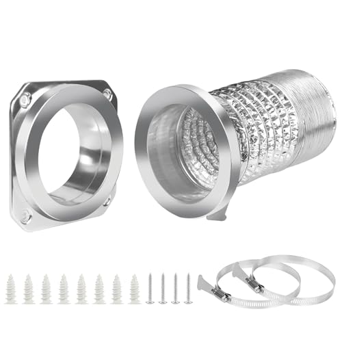 DVC-180 Magnetic Dryer Vent Coupling Connector Kit Easy to Clean Quick Connector Including a 3.3ft 4" Duct and two Clamps