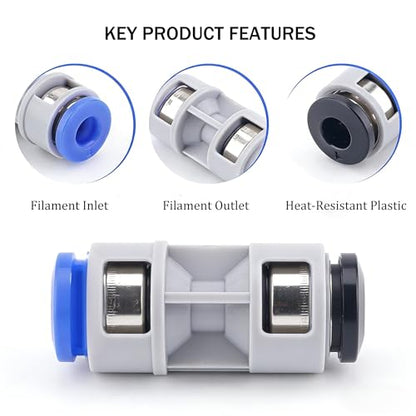 PTFE Tube Coupler for 3D Printer, Pneumatic Push-to-Connect Fitting – Connects PTFE Tube Between Buffer and Tool Head, Replacement Connector for P1 X1 X1C P1P P1S Series
