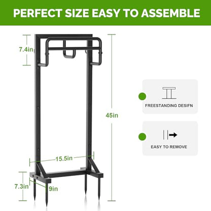 Garden Hose Holder with Stable Base and Tool Hooks, GAVISCITY Heavy-Duty Metal Hose Hanger Garden Hose Storage Holds 151Ft Hose, Rustproof Freestanding Water Hose Holder for Outside, Yard, Lawn, Black - color: Black