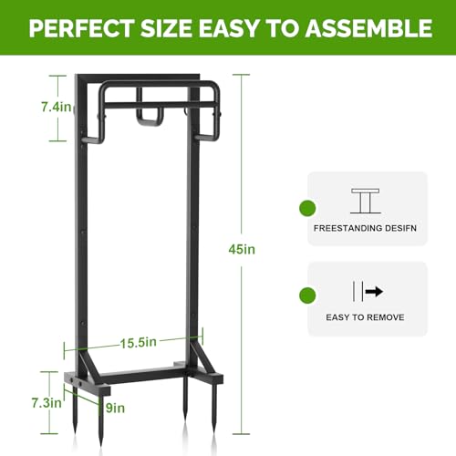 Garden Hose Holder with Stable Base and Tool Hooks, GAVISCITY Heavy-Duty Metal Hose Hanger Garden Hose Storage Holds 151Ft Hose, Rustproof Freestanding Water Hose Holder for Outside, Yard, Lawn, Black - color: Black