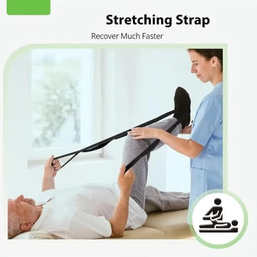 Stretching Strap Yoga Strap for Home Workout, Exercise, Pilates and Gymnastics, 10 Loops Non-Elastic Stretch Bands with Aesthetic Packaging for Women & Men - color: Green