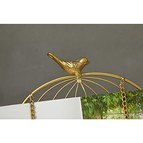 Jemeni Cookbook Stand for Kitchen, A Recipe Easel is Metal Birdcage Shaped | Metal Cookbook Stand with 2 Weighted Chains, Gold
