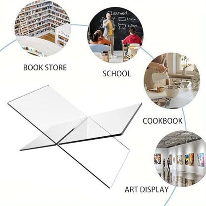 Acrylic Book Stand Large Open Display for Cookbook Art Bible Easel Magazine Textbooks Clear Stands Guest Coffee Table Reading Transparency Holder Kitchen Home Decor 7.5*4.5*4.5 inches (7.5*4*4) - size: 7.5*4*4