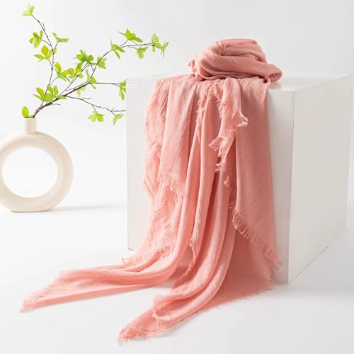 Women Summer Scarfs Large Long Lightweight Linen Beach Gauze Shawl Wrap 75”×40” - color: Leather Meal