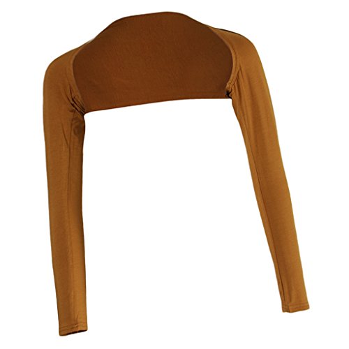LoveinDIY Full Arm Sleeves Shrug Hijab Ramadan Islamic Stretchy Modal One Piece - color: Brown
