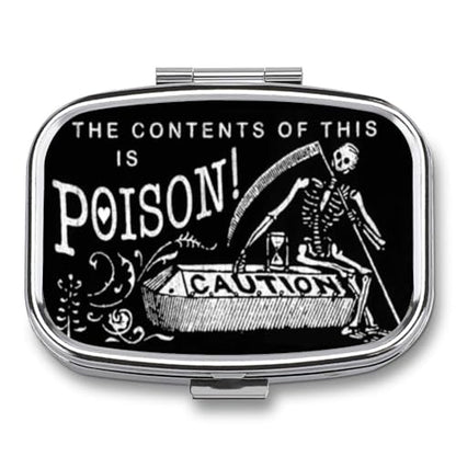 Metal 2 Compartment Pill Organizer Travel Friendly Portable Compact Pill Box Cute Pill Case to Hold Vitamins,Fish Oil,Supplements,Meds,Tablet for Purse,Pocket. (Black Scythe) - color: Black Scythe