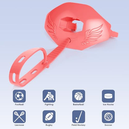 2Pcs Youth Football Mouthguard,Football Mouthpiece with Strap,No Boil. | Soft and Durable, Maximum Breathing Channel, - color: Pink