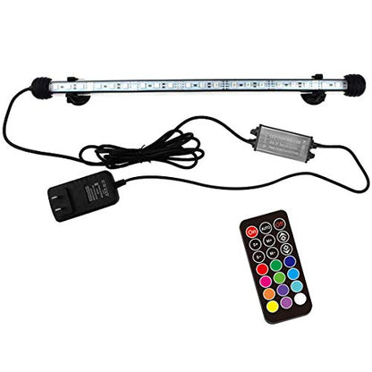 15 inches LED Aquarium Light, 2.5W Fish Tank Light Underwater Light Submersible Crystal Glass Lights, 21 LED Beads 12 Colors 19 Modes Brightness Adjustable Memory Function IP68 Waterproof - size: 15 Inch (Pack of 1)