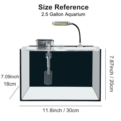 2.5 Gallon Fish Tank Starter Kits, with Led Light, Filter Pump, Cover, Small Fish Tank Betta Aquarium (30x18x20CM) - size: 2.5 Gallon