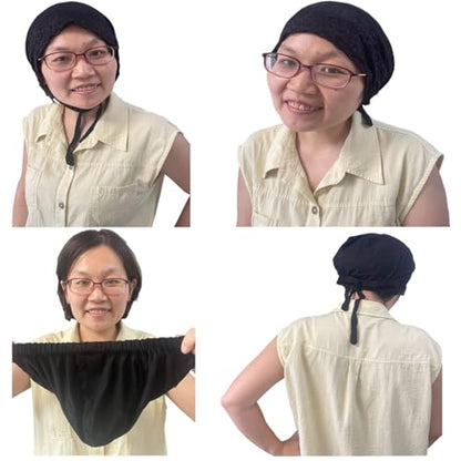 3Pack Islamic Muslim Under Hijab Cap Inner UnderScarf for women Lace Under Scarf Hat Hijab Cap with Tie - color: White Black Light Grey