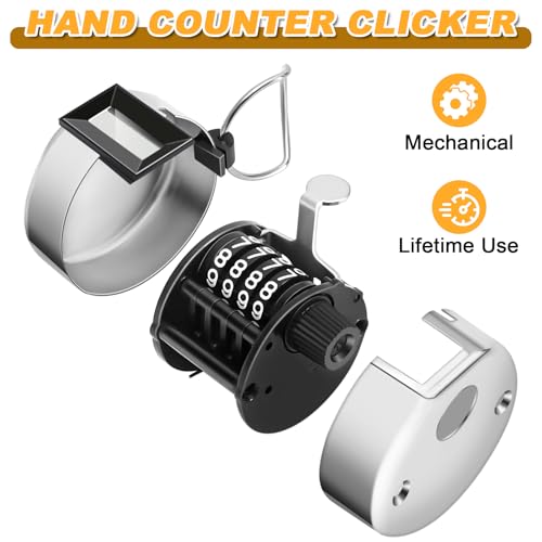 2 Pcs Clicker Counter, Hand Tally Counter with Large Display | Mechanical Pitch Counter Clicker for Baseball, Inventory, People Counting, Events, Gym Reps(Silver)