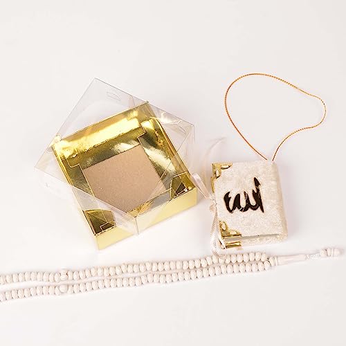 BABY SHOWER CHOCOLATE Set of 10 Islam Quran Tasbeeh Islamic Set | Holy Quran Prayer Beads Gift Box Favor (White) - color: White
