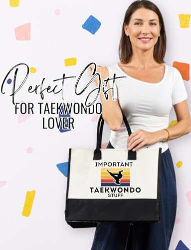 InnoBeta Taekwondo Gifts for Women, Taekwondo Tote Bag with Top Zipper Closure and Shoulder Strap