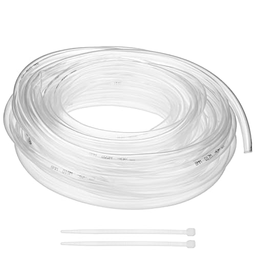 M METERXITY Vinyl Tubing 5/16" ID x 3/8" OD 50ft Flexible Plastic Tube with 2 Hose Ties, Lightweight Hybrid PVC Hose for Water Gardening/Airline/Aquarium Tubing [Clear] - size: 5/16" ID x 50ft