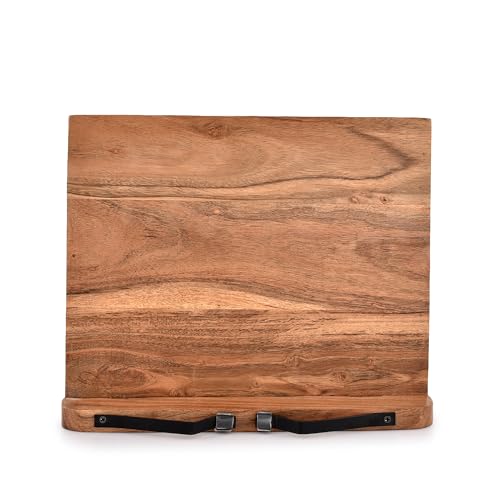 NIRMAN Acacia Wood Book Stand Adjustable Angle Reading Book Holder for Textbook, Receipe, Music Books, Tablet for Home Office Kitchen Lightweight Bookstand (11" x 9" x 1.5")