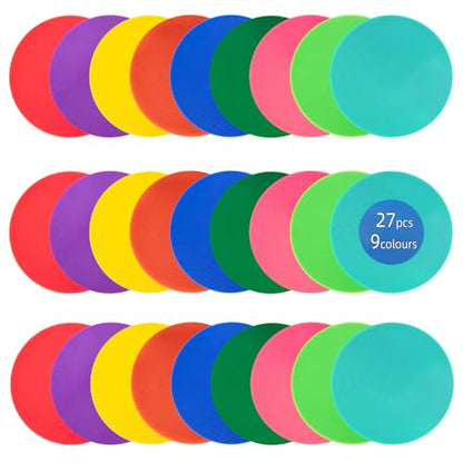 Non Slip Rubber Floor Markers 4 Inch 9 Inch 10 Inch | Multicoloured Poly Dots are suitable for football training and agility drills Marking positions in dance studios - style: 9inch 27pcs
