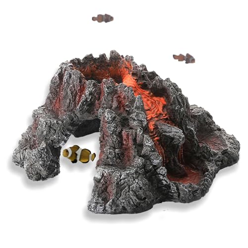Volcano Shape Aquarium Decorations Cave for Fish Tank | Bubbler Decorations| Fish Sleep Rest House | Resin Cave Ornaments