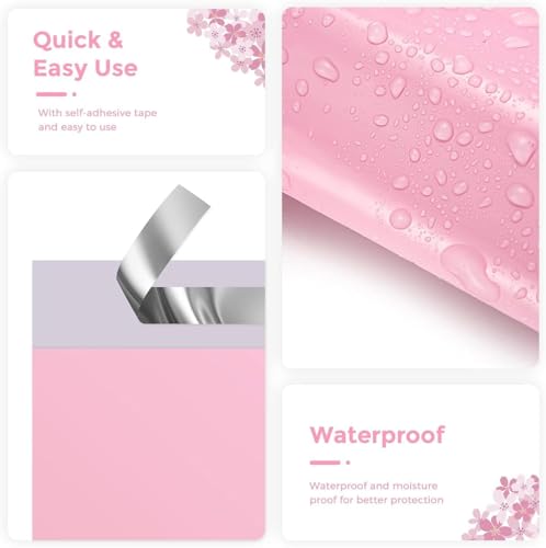 Metronic Poly Mailers 12X15.5 500Pack, Strong Adhesive Shipping Envelopes for Clothing, Waterproof Shipping Bags for Small Businesses, Flexible Mailers Poly Bags Packages Bags Light Pink - size: 12x15.5 500PC