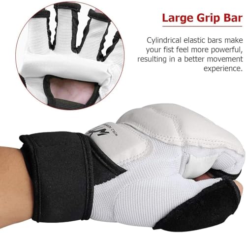 Taekwondo Karate Gloves & Sparring Gear Foot Protector Set, Boxing Sparring Foot Guard and Half-Finger Gloves for Martial Arts TKD Kung Fu Punch Bag Kickboxing MMA Training - size: X-Large