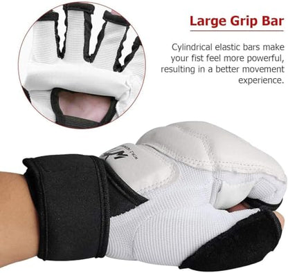 Taekwondo Karate Gloves & Sparring Gear Foot Protector Set, Boxing Sparring Foot Guard and Half-Finger Gloves for Martial Arts TKD Kung Fu Punch Bag Kickboxing MMA Training - size: X-Large