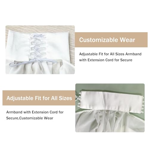 Long Tulle Bell Sleeves for Women, Women's Victorian Long Tulle Gloves with Adjustable Tie Strings - color: White