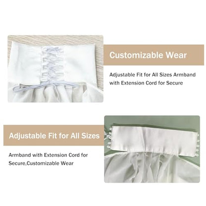 Long Tulle Bell Sleeves for Women, Women's Victorian Long Tulle Gloves with Adjustable Tie Strings - color: White