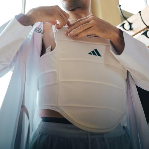 adidas WKF Approved Karate Chest Protector - White w/ Black Logo - size: Large