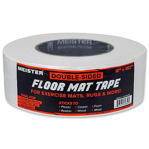 Meister Double-Sided 2" Floor Mat Tape - Secures Exercise Mats & Rugs | Extra strong 2" x 30yd floor tape for puzzle mats, roll-out mats, rugs and temporary floor coverings