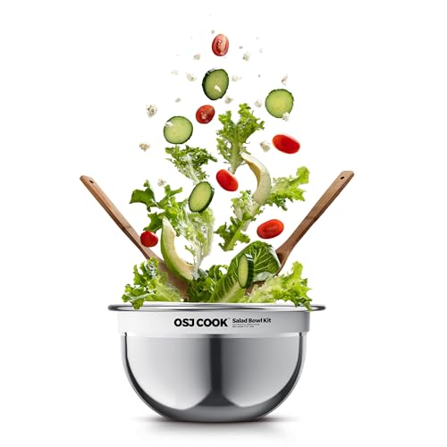 74oz Salad Bowl Kit with Lid & Tray, Scratch-Resistant 18/8 Stainless Steel Salad Bowls To Go For Lunch, Large Leak-Proof Container with 2 Condiment Canisters, Mirror - color: Mirror