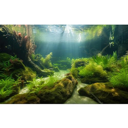 Ocean Floor Fish Tank Background Underwater Stone Aquarium Background Under The Sea Aquatic Green Seagrass Aquarium Backgrounds Undersea Cave Sunlight Reptile Fish Tank Enclosure Backgrounds 36x18in - color: Light Green, size: 36(W)x18(H)inches/ 90(W)*45c