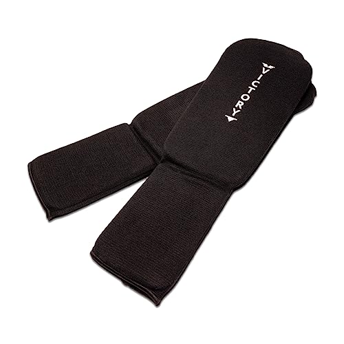 Cloth Shin & Instep Padded Guards - Kickboxing, Muay Thai Sparring Protective Leg Shin Foam for Kids and Adults (Pair) - size: Large