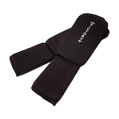 Cloth Shin & Instep Padded Guards - Kickboxing, Muay Thai Sparring Protective Leg Shin Foam for Kids and Adults (Pair) - size: Large