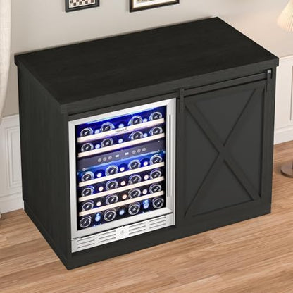 JassmiPkwy Coffee Bar Cabinet with Fridge Space, Wine Cabinet with Rack, Power Outlet for Dining Room Living Room, Black - color: Black