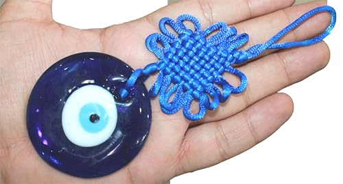 IS4A Talisman - Single Glass Evil Eye Protection - Good Luck Charm, Home, Office, Car Decoration, Blessing Ornament, Reflects Negative Energy (5 Inch) - size: 5 Inch