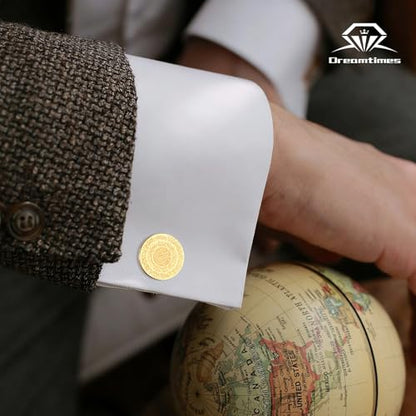 Dreamtimes Islamic Ayatul Kursi Cufflinks for Men Muslim Quran Allah Cuff links Allah Jewelry Ayatul Kursi Arabic Calligraphy Cufflinks for Men Islam Eid Ramadan Gifts - style: Style 1-G