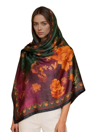 Xyueanlo Scarfs for Women Lightweight Scarves Fashion Print Floral Pattern Head Scarf Wraps Shawls - color: Rose Red