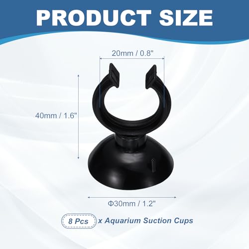 Aquarium Suction Cups, Fish Tank Suction Cups Clips Airline Tube Holders Clamps (Plastic, 8Pcs, Black) for 0.8" Fish Tank Airline Tubing Binding Moss Shrimp Nest, 20x30MM - color: Black, size: 20x30MM