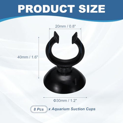 Aquarium Suction Cups, Fish Tank Suction Cups Clips Airline Tube Holders Clamps (Plastic, 8Pcs, Black) for 0.8" Fish Tank Airline Tubing Binding Moss Shrimp Nest, 20x30MM - color: Black, size: 20x30MM