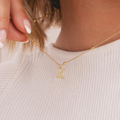 Initial Necklaces for Women Dainty 14k Gold Plated A-Z Letter Pendant Name Necklaces Cute Charm Choker Fashion Accessories Non Tarnish Trendy Jewelry Gift - color: Gold, style: E