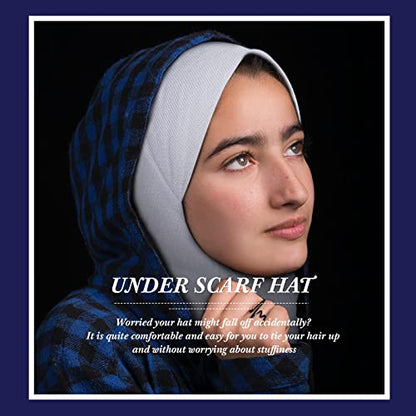 4 Pieces Women Under Scarf Hat Hijab Cap Islamic Muslim Under Scarf Turban Beanie Cap - color: Blue,white, size: One Size