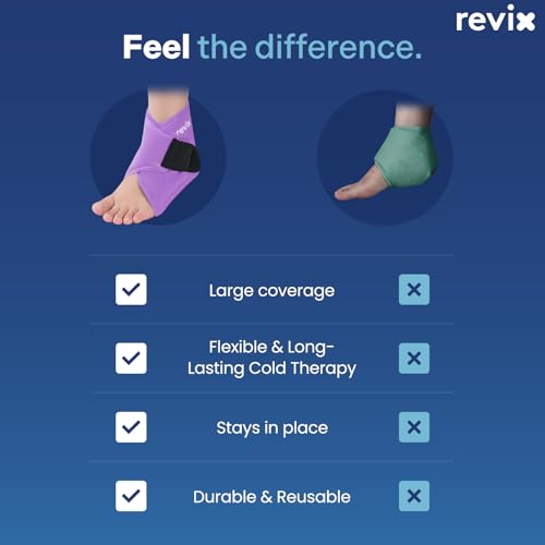 REVIX Foot Ice Pack Wrap, All-in-One Wearable Design, Purple | Ankle Ice Wrap with Flexible Gel Design, Adjustable One-Size Fit for Achilles Tendonitis, Sprained Ankle and Swelling - style: Purple-1 Pack
