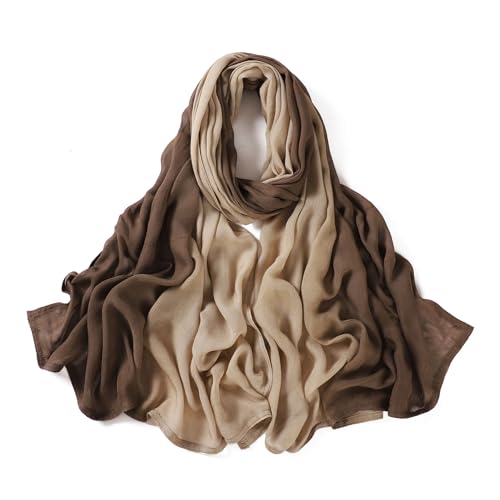 Txmout Ombre Modal Hijab Scarf for Women Muslim, Soft Lightweight Headscarf - color: Almond - Beige