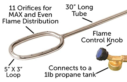 Flame King Propane Fire Starter Torch works with 1lb Propane Tanks for Firepits, Charcoal Grills, Wood Oven