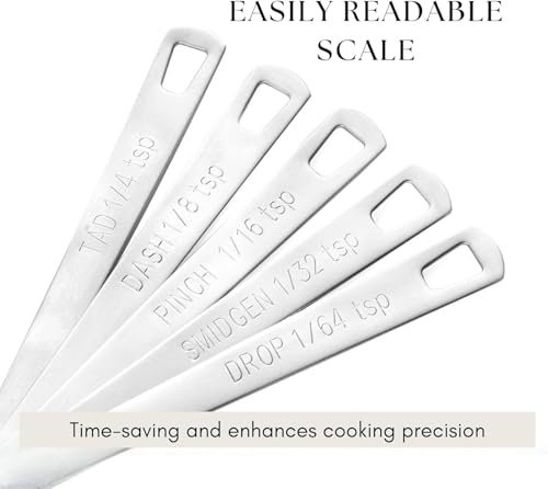 2 Pack Teaspoon Measuring Spoons, 1/4 tsp, 1/8 tsp, 1/16 tsp, 1/32 tsp, 1/64 tsp Mini Measuring Spoons Set, Stainless Steel Cooking Baking Tiny Measuring Spoon for Powders, Spices, Salt - size: 2Pack 5Pcs Mini
