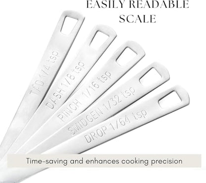 2 Pack Teaspoon Measuring Spoons, 1/4 tsp, 1/8 tsp, 1/16 tsp, 1/32 tsp, 1/64 tsp Mini Measuring Spoons Set, Stainless Steel Cooking Baking Tiny Measuring Spoon for Powders, Spices, Salt - size: 2Pack 5Pcs Mini